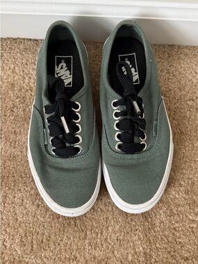 Vans Women’s Lace-Up Canvas Sneakers in Olive Green